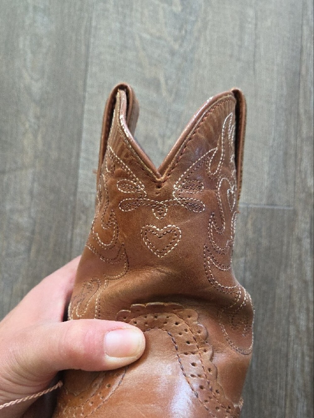 Ariat Tan and Light Blue Leather Western Boot Interior - Picture 4 of 13